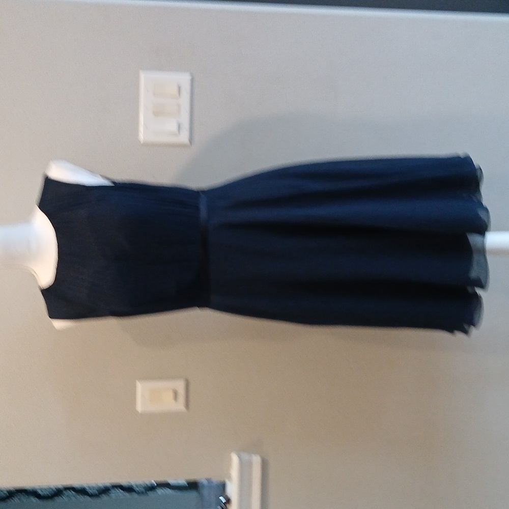 Azazie Midnight Blue Midi Dress bridesmaid wedding mother of the bride dress - Picture 2 of 7